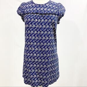 Love Rocks Cute Dress Short Sleeves Blue White Flower Large